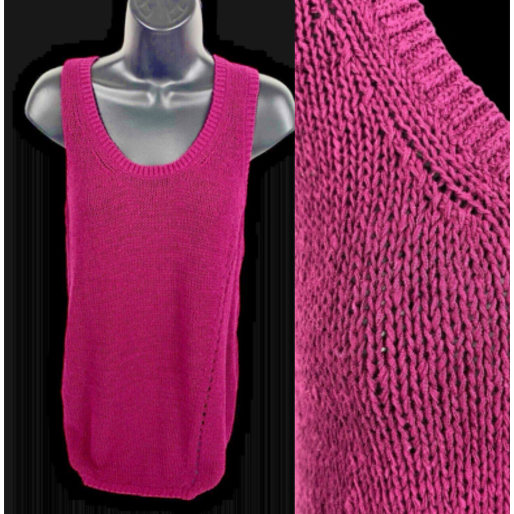 JCP Knit Crochet Sweater Tank Top Size S Pink Purple Tennis Preppy Old Money